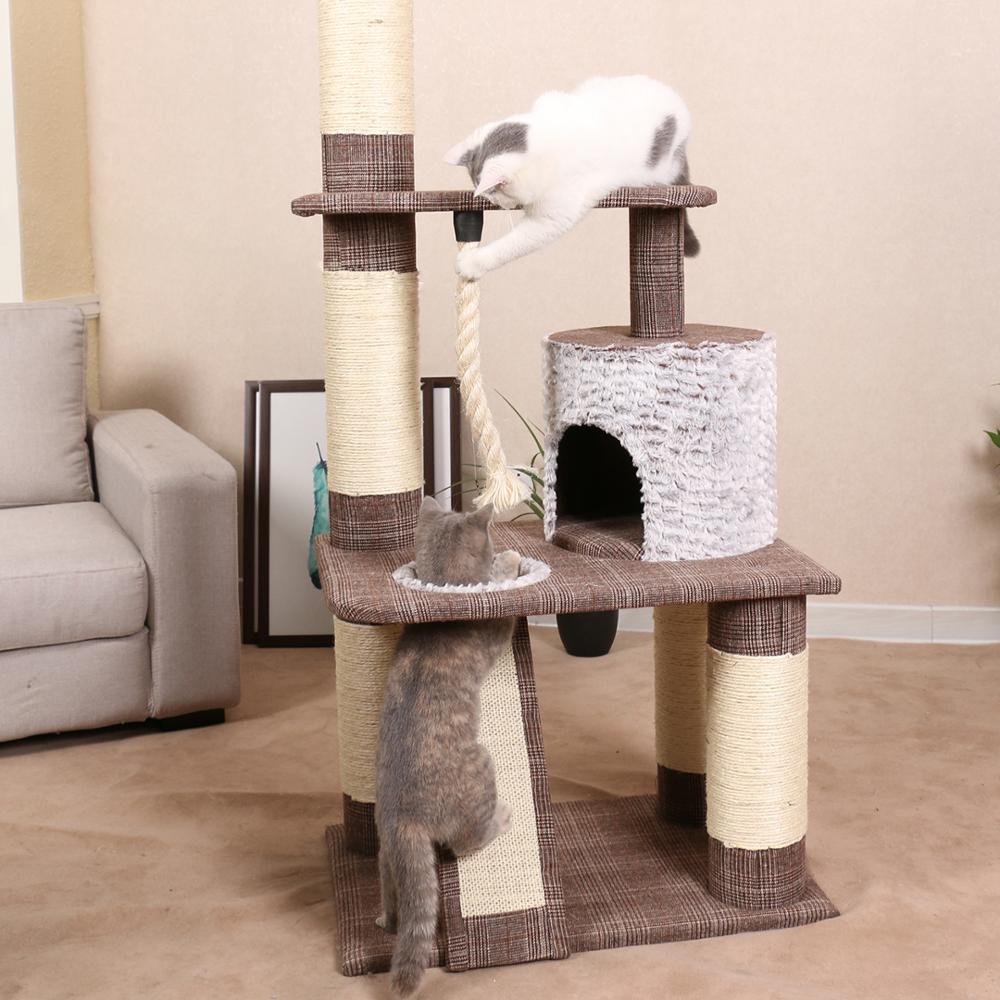 Cardboard Cat Tree House, Plush Fur Cat Craft Delux Cat Tree With